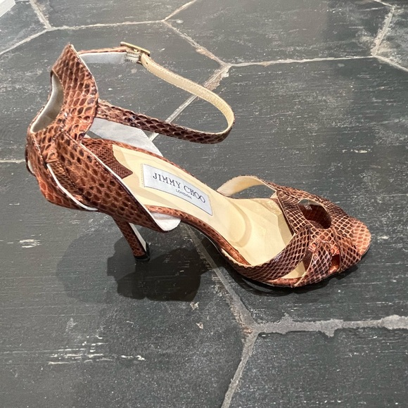 Jimmy Choo | brown snakeskin stiletto sandals - Picture 4 of 6